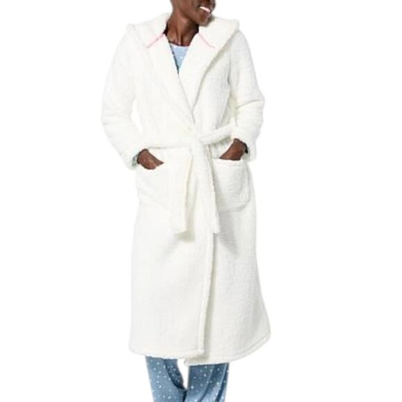Comfort Code Cuddl Duds Plush Faux Sherpa Hooded Robe Size XL White Soft Teddy - Picture 1 of 6